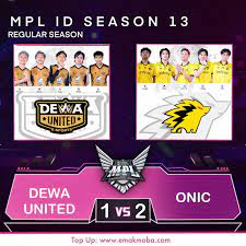 Hasil MPL ID Season 13 Dewa united Vs Onic Esport